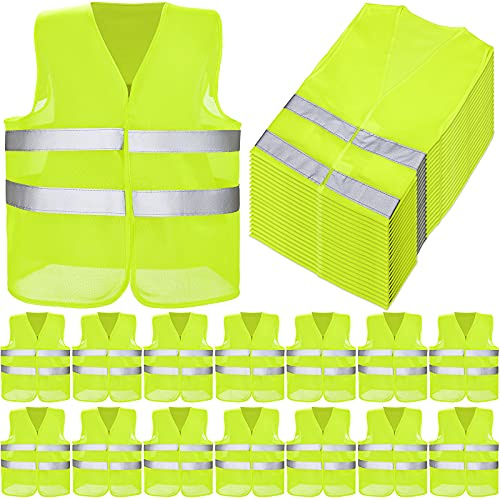 Coume 12/20 Pieces Safety Vests Bulk High Visibility Reflective Vests Mesh for Construction Working with 2 Reflective Strips(20 Pieces)