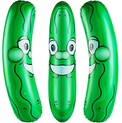 Giant Inflatable Pickle - (Pack of 3) 36-Inch-Tall Funny Pickle Gifts, Durable and Fun Pickle Party Favors, Food Decor, Novelty Gag Prank, Joke Birthday Gifts or Beach and Pool Float Inflatable Toys