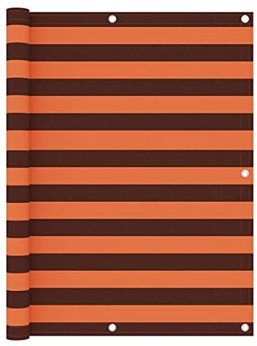 Balkonumspannungen in Garten, Balkon Sichtschutz Balkonbespannung Balkonverkleidung, Balkonsichtschutz Windschutz UV-Schutz aus Oxford-Gewebe, Aluminium-Ösen und Seil, Orange und Braun 120x400 cm