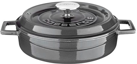 Lava Metal Premium Range - Pentole multiuso in ghisa, rotonda, 24 cm, colore: grigio maiolico