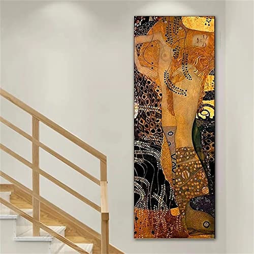 Abstrakt Gustav Klimt 5D Diamond Painting Bilder Erwachsene Kinders, 50x100cm Großes Format DIY Runden Full Kristall Strass Stickerei Mosaik Gemälde Kunst Basteln, für Raumdekor Wand Dekor E-131
