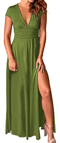 Rifuli Robes d'été pour femmes, robes de jour décontractées, robes de plage bohème, sans manches, col en V, fendue, ag, XL