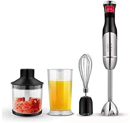 MOLVUS Hand Blender 800W Immersion Blender stepless speed change Control, 4 In 1 Powerful Stick Blender, Chopper, Whisk, 800ml Food Grinder for Sauces Smoothie Puree Infant Food