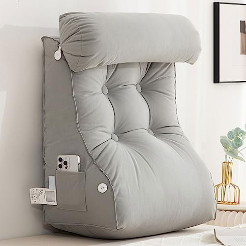 AMZZHAO Rückenkissen,Lesekissen,Keilkissen,Stützkissen,mit Abnehmbare Nackenrolle,Ideal als Rückenstütze zum Lesen,Arbeiten,und Spielen auf dem Bett,Sofa,oder Couch