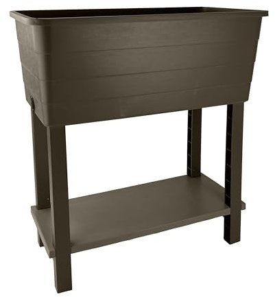 simpa XL Double-Tiered Raised Bed Taupe Plastic Trough Planter Long Pot - 76.5cm (L) x 74cm (H) x 36.5cm (D)