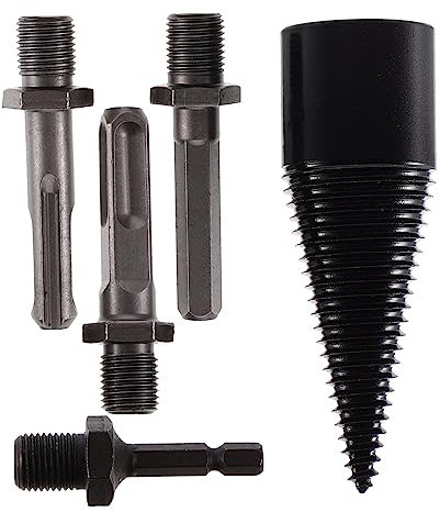 SUPVOX Firewood Drill Bit Carbon Steel Drill Bit for Splitting Wood Log Woodworking Tool Handles for Garden Use