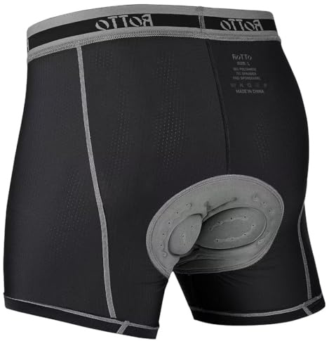 ROTTO Mens Cycling Underwear 3D Padded Bike Undershorts MTB Liner Breathable Quick Drying