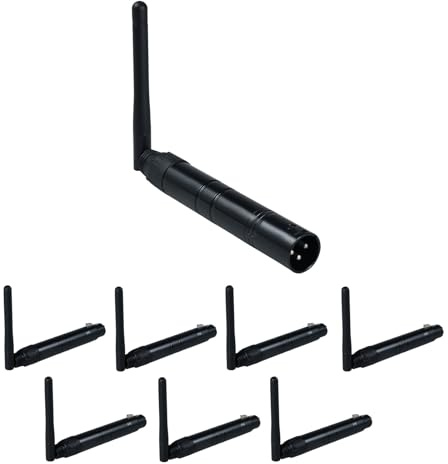 CaalLogt 8PCS DMX512 Transmitter Receiver 2.4G 7 Receivers & 1 Transmitter Lighting Control Black Metal DMX512 Wireless Dfi DJ for Party DJ Show Club Disco KTV Stage Lighting Fixture Control