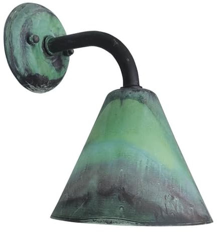 Wandlampe Messing massiv 25 cm hoch in Grün Antik Handarbeit E27 Wandleuchte innen Küche Messinglampe Wand XANTHI