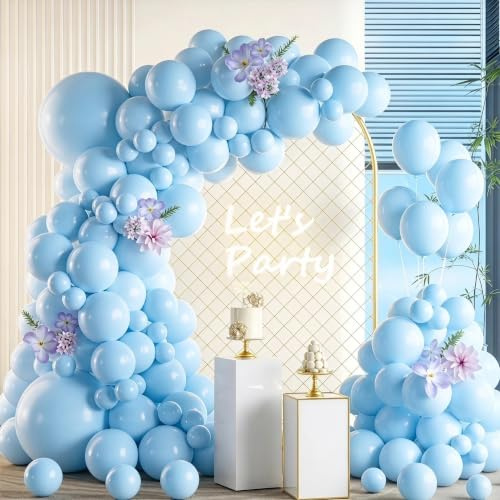 Luftballon Girlande Blau, 105 Stück 5 10 12 18 Zoll Hellblau Ballon Girlande Geburtstag Set, Hellblaue Luftballon Hochzeit Pastell Blau Latex Ballons für Geburtstag Jubiläum Absolvent Party