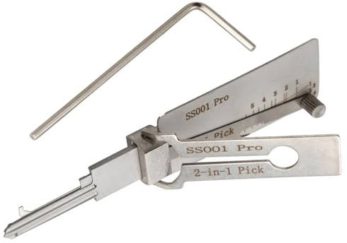 Décodeur de clé en acier inoxydable, décodeur de clé maître, décodeur de crochetage de serrure pour voiture, crochetage de serrure 2 en 1, outils de serrurier professionnels (SS001)