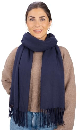 Seasons of April Weicher, leichter & kuscheliger Uni Schal aus Kaschmir Viskose Mix - Larissa (Dunkelblau J2, Einheitsgröße)