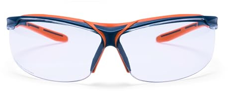 Portwest PS13 Mega KN Safety Glasses Lightweight Dual Material Frame Anti Scratch Anti Fog Clear Lens Wraparound Comfortable Fit Worksite Eye Protection Certified PPE