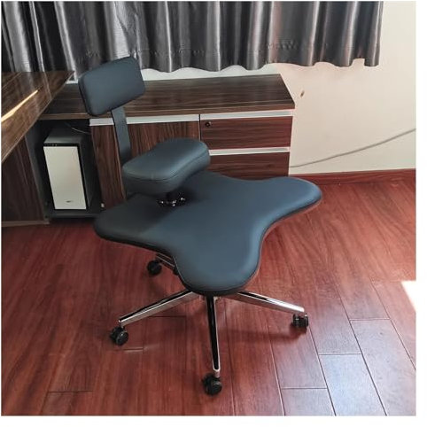 LULUMAIC Ergonomischer Kniestuhl mit Rückenstütze, höhenverstellbarer Kreuzbeinstuhl/Criss-Cross-Stuhl für Zuhause und Büro, für zappelige Sitzende, Belastung 286 Pfund (Schwarz, Einheitsgröße)