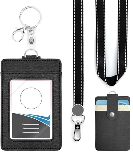 Ausweishalter mit Lanyard für Ausweishülle, für id Card Holder, Büro, Schule, Mitarbeiter, langlebig, stilvoll，kartenhülle (Vertical Lanyard)