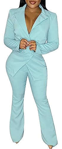 HEONSATI Completo Tailleur Suit Blazer da Lavoro Set Primavera con Bottoni Abiti in Due Pezzi Tailleur Donna Eleganti Primavera Completo Manica Lunga Tailleur Tuta Donna Taglie Forti Aperto Davanti