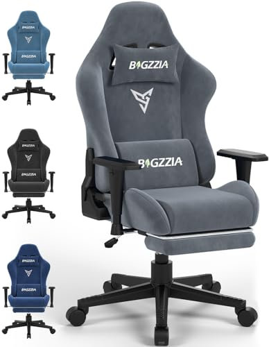 Racingreat Gaming Chair with Footrest, 3D Armrests,Headrest and Lumbar Support, Height Adjustable with 360°-Swivel Seat for Home&Office (Grey)