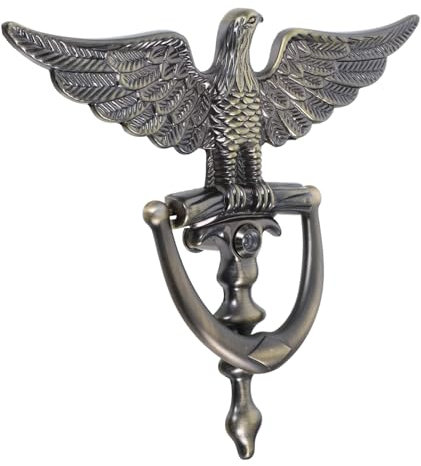 STOBOK European Style Eagle Head with Peephole Front Door Security Knocker Antique Finish Easy Installation for Indoor Outdoor Use