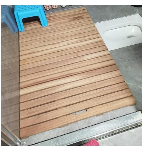 TAIPINGOZ Caillebotis de Douche Bois, Tapis de Bain en Bois, Tapis de Salle de Bain en Bois, Tapis de Douche for l'intérieur et l'extérieur, égouttoir de Salle de Bain(50x50cm)