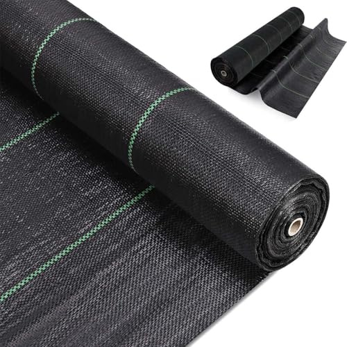 uyoyous Unkrautvlies Gartenvlies 2m x 100m Unkrautfolie Wasserdurchlässig 200m² Gewebtes Geotextil Anti-Unkrautgewebe Plane Unkrautbarriere 100g/m² Reißfestes für Bodenabdeckung Schwarz