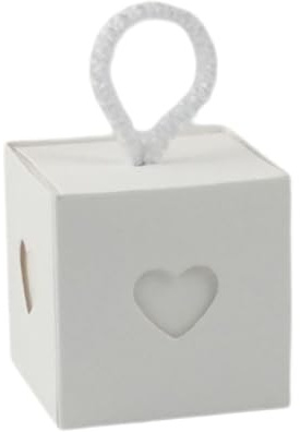Wambere 10 Stück Herz Pralinenschachtel Leer Kleine Geschenkschachte Mini Retro Kraftpapier Geschenkverpackung Box Hochzeiten Geschenkboxen Süßigkeiten Schachtel für Weihnachten,5.5x5.5x5.5cm,Weiß