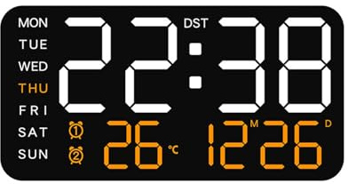 ZUJIABAO Orologio da parete digitale a LED con ampio display a LED per casa, ufficio, aula e scrivania da parete per anziani