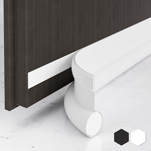 SYIPO One Side Door Draft Stopper,36.6 Adjustable Door Stoppers for Bottom of Door,Install Quick Door Seal Strips Sweeps Sound Proofing,Blocks Cold Air & Noise|Fit for Exterior/Interior Doors,White