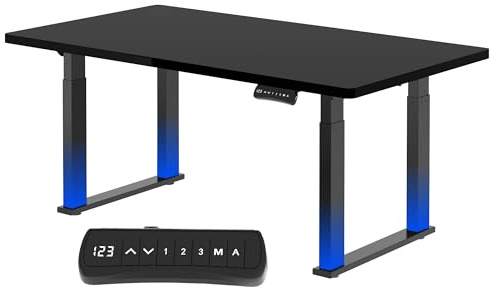 FLEXISPOT Höhenverstellbarer Schreibtisch 180 x 80 cm, Doppelmotor, 3 Memory-Positionen und Sitzerinnerung – perfekt fürs Büro und gemütliche Zusammenkünfte, Schwarz+Schwarz