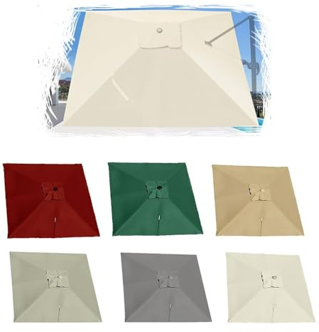 Ersatzbezug für Gartenschirm, 3 x 4 m, wasserdichte Polyester-Abdeckung für rechteckige Regenschirme, Beige, 3 x 3 m, wetterfester Schutz für den Außenbereich