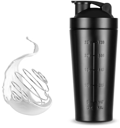 Bangbobi Batidora metálica de 750 ml para Bebidas proteicas: batidora Moderna con Bola de Acero, Ideal para Tazas y termos