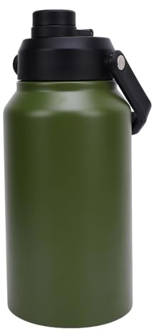 Focket Botella de Agua Aislada de 3 Litros, Botella de Agua de Acero Inoxidable 316 con Triple Pared al Vacío a Prueba de Fugas, con Tapa y Asa, Taza Térmica de Viaje de Boca Ancha (Verde oliva)