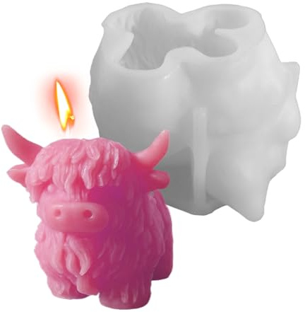 Zuasdvnk Tierharzformen, Hochlandkuh, niedliche Formen, 3D-Kerzenform für Eiskuchen, Basteln, Backen, Süßigkeiten, Snacks, Lebensmittel, Schokolade