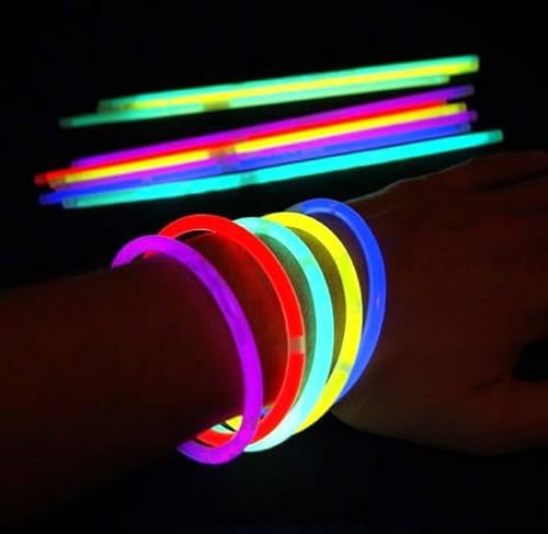 Générique Bracelets Lumineux Fluorescents pour Cocktails, Bâtons Lumineux Multi-Couleurs, Pack de Décorations de Fête, Accessoires pour Soirées et Réceptions (Tube, 15, pièces)