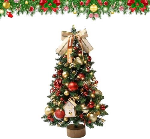 45cm Mini Christmas Tree with Lights,Desktop Christmas Tree,Artificial Tabletop Xmas Tree,Battery Powered Tabletop Xmas Tree for Christmas Holiday Table Decor (C)