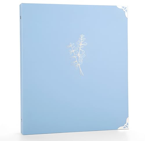 3 Ring Binder 1 Inch, Cute 3 Round Rings Binders with Pocket, Presentation Ring Binder Gold Foil & Metal Corners, fits 175 Sheets of Letter Size 8.5''x11'' Paperwork, for School Home Office Supplies