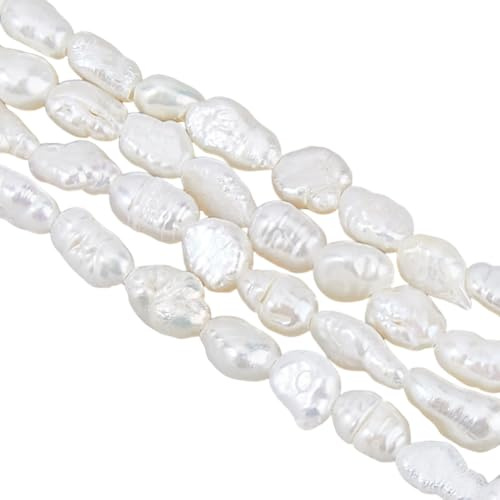 Hobbspring 1 filo di perle d'acqua dolce naturali, perle coltivate barocche, color bianco crema, irregolari, piccole perle sfuse per gioielli, collane, bracciali, fai da te