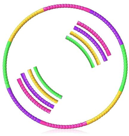 Hula Hoop - Aro de hula hoop de plástico plegable de 8 piezas, multicolor, desmontable, para gimnasia, fitness, danza