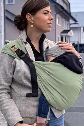 Ruckeli Hip Hüftrage - Baby- & Kleinkind - Alltagstrage - ab 5 Monate bis 5 Jahre - ab 5 kg bis 20 kg - 98% kbA-Baumwolle, 2% Elasthan - Gr. 68-122 (Sage)
