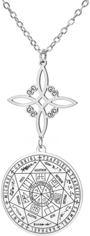 TEAMER Collana con ciondolo a forma di nodo di strega, sigillo dei sette Arcangeli, doppia protezione, amuleto dell'arcangelo protettore