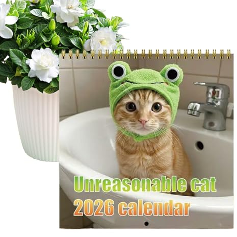 Calendario de gatos divertidos, planificación de pared de 2026 - planificador de vacaciones para adultos oficina amigos nuevo familia niños Navidad Halloween