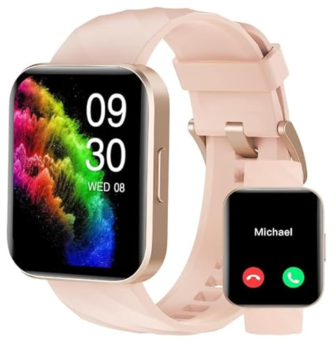 RUIMEN Smartwatch Donna Chiamate e Whatsapp Smart Watch con Fitness Tracker Ciclo Mestruale Multisport Saturimetro Contapassi Cardiofrequenzimetro Orologio Smart Android iOS Compatibile Rosa