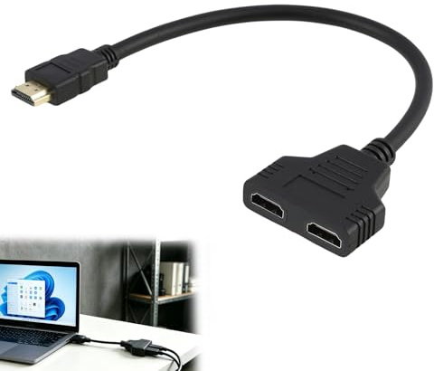 Adaptateur Répartiteur HDMI,1080p de Connecteur HDMI Mâle vers Double HDMI Femelle, Câble Répartiteur 1 vers 2 pour Projecteurs, Téléviseurs HD LED LCD, Support Simultané pour Deux Écrans Identiques