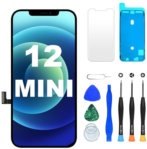 Digi4U Écran pour iPhone 12 Mini LCD, True Tone Display Face ID Écran Tactile 3D de Remplacement pour iPhone 12 Mini avec kit de réparation