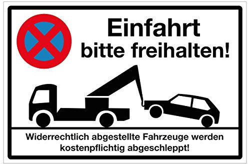 WANDKINGS Hinweisschild - Einfahrt Bitte freihalten! - stabile Aluminium Verbundplatte - Wähle eine Größe - 40x30 cm
