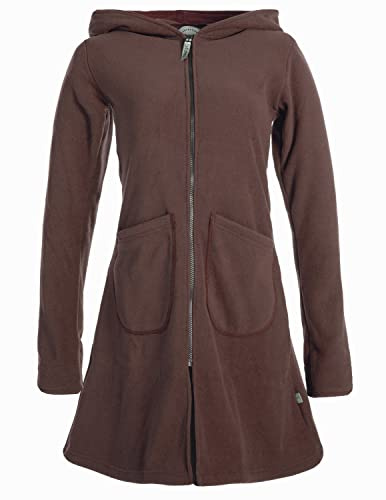 Vishes - Alternative Bekleidung - Einfarbiger Eco Fleecemantel mit Kapuze braun 44
