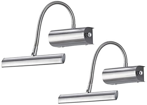 meineWunschleuchte 2er SET dimmbare Bilderleuchten mit Flexarm in Silber matt, Breite 18cm