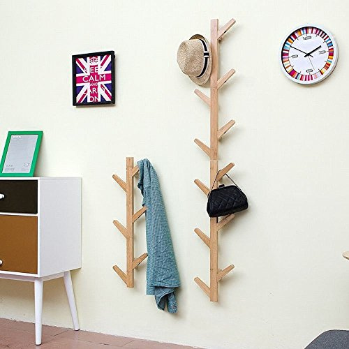 WEII Kleiderständer aus Massivholz zum Aufhängen an der Wand für Wohnzimmer, Schlafzimmer, Dekoration