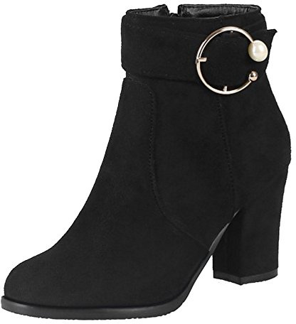 CuteFlats damankelstövlar blockklack 8 cm dragkedja fodrade, svart, 45 EU