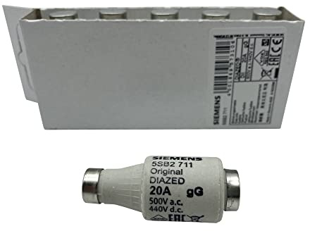 SIEMENS - x5 Stück DIAZED-Sicherungseinsatz 500V 20A