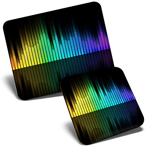 Mouse Mat & Coaster Set - Music Equalizer DJ Band Teen 23.5 x 19.6 cm & 9 x 9 cm for Computer & Laptop, Office, Gift, Non-slip Base #8878